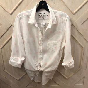 Frank & Eileen Barry Linen Button Down Light Pink Hearts RARE FIND